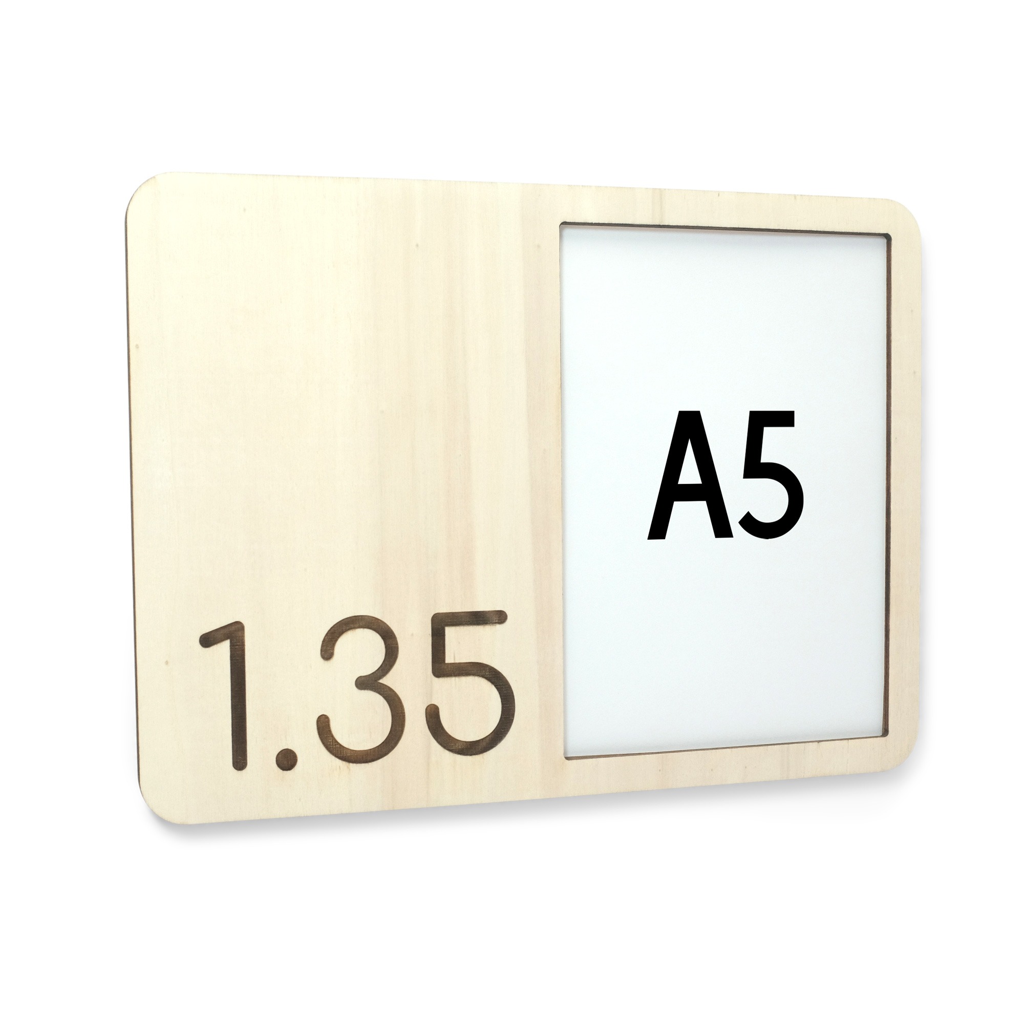 Houten Deurbord A5 met nummer/tekst